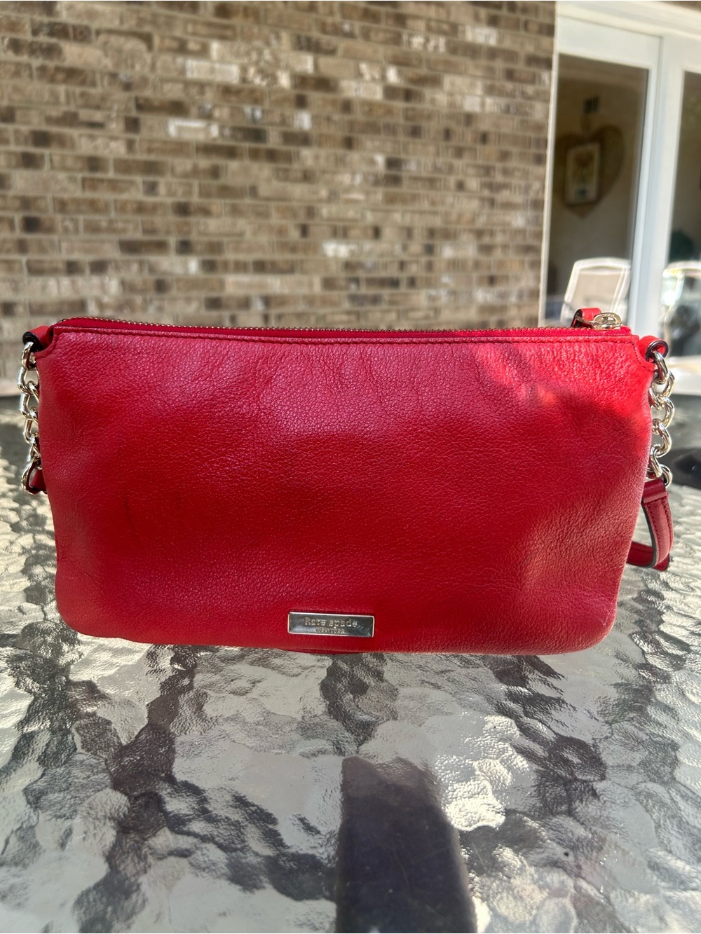 Kate Spade Bow Terrace Celina Red Pebbled Leather Crossbody Bag - Picture 3 of 10